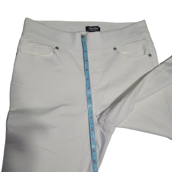 NWOT Martha Stewart Knit Denim Ankle Jeans Pull-on Women's Size 6 White - Picture 5 of 11